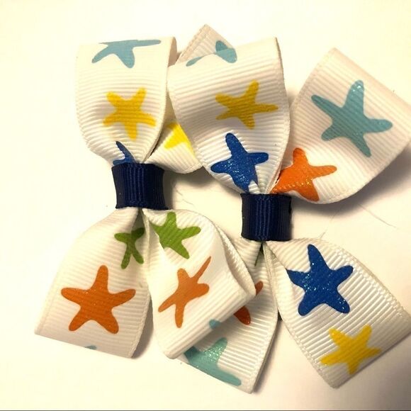 Bow pair hair bows accessories star fish beach sea - Picture 8 of 15